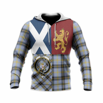 Bell Crest Tartan Knitted Hoodie with Lion Rampant Saltire Style