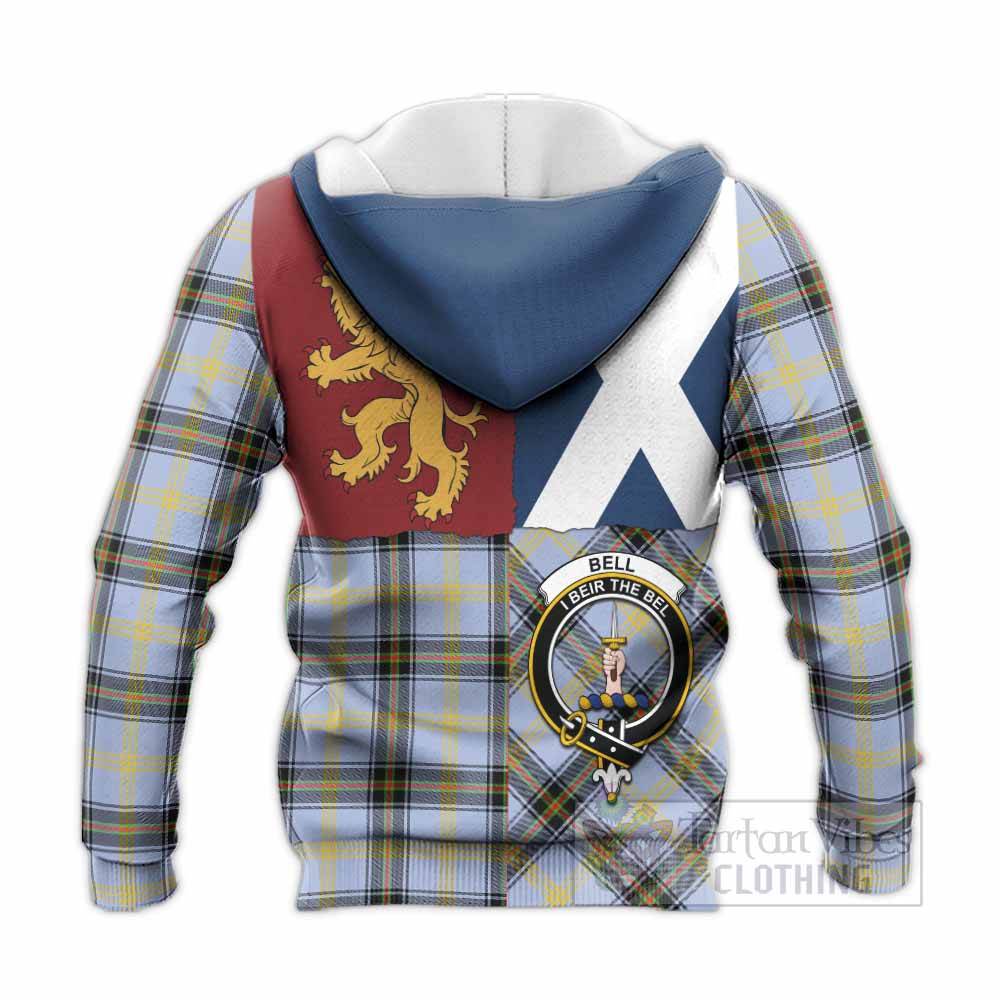 Bell Crest Tartan Knitted Hoodie with Lion Rampant Saltire Style