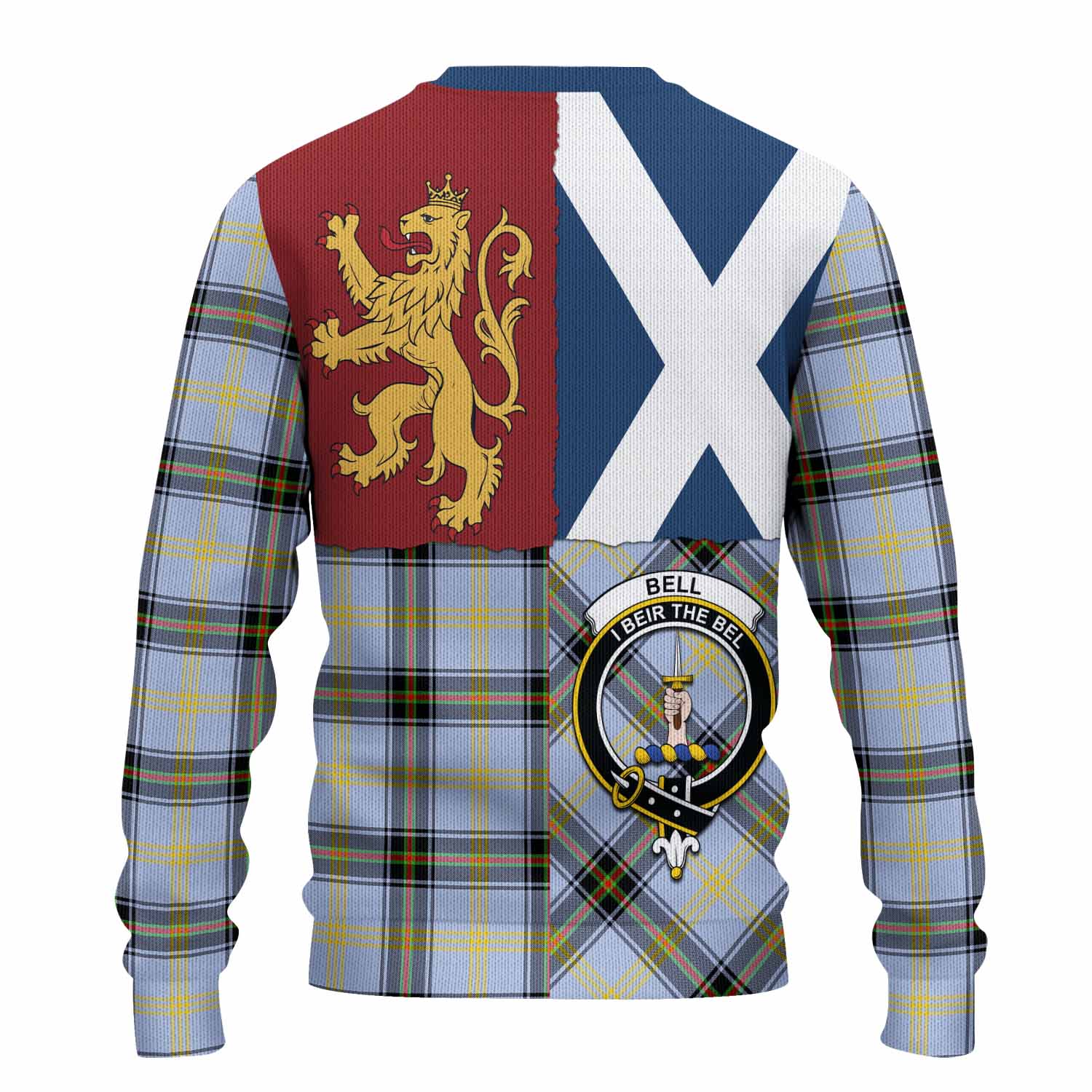 Bell Crest Tartan Knitted Sweater with Lion Rampant Saltire Style