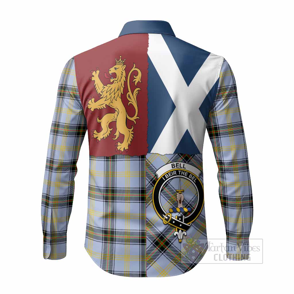 Bell Crest Tartan Long Sleeve Button Shirts with Lion Rampant Saltire Style