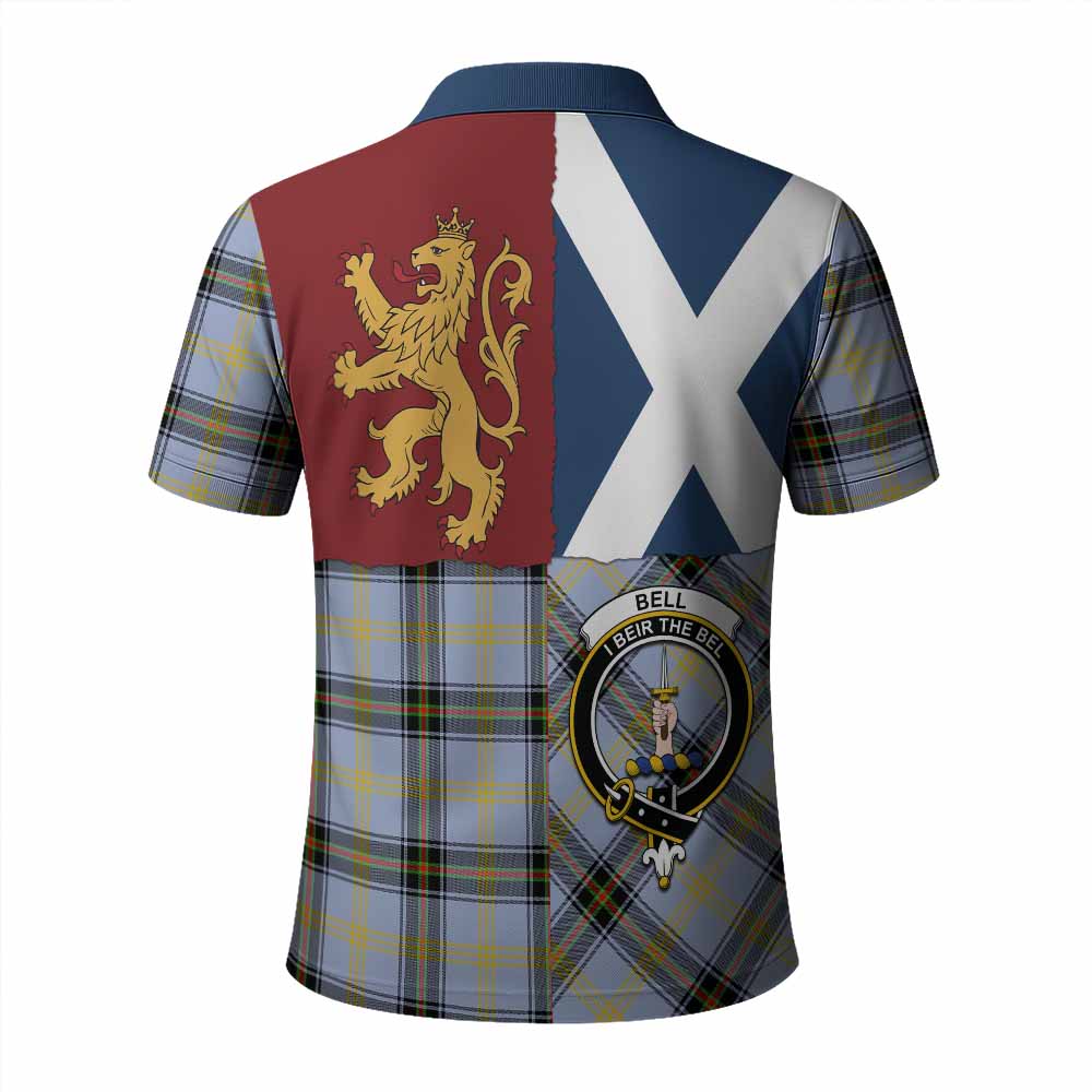 Bell Crest Tartan Polo Shirt with Lion Rampant Saltire Style
