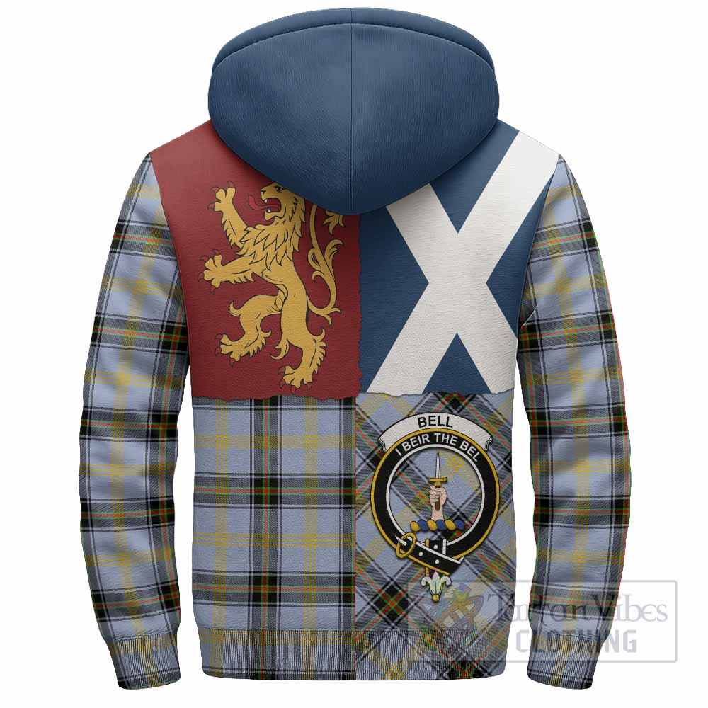 Bell Crest Tartan Sherpa Hoodie with Lion Rampant Saltire Style