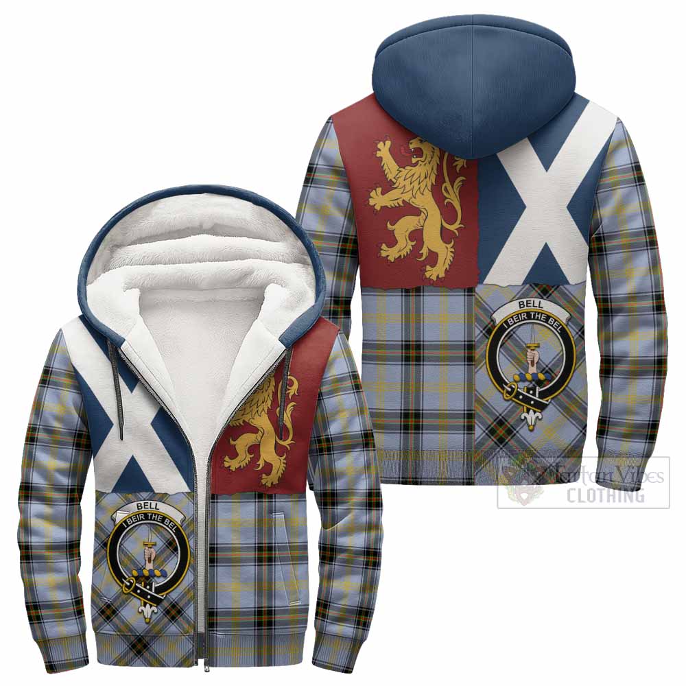 Bell Crest Tartan Sherpa Hoodie with Lion Rampant Saltire Style