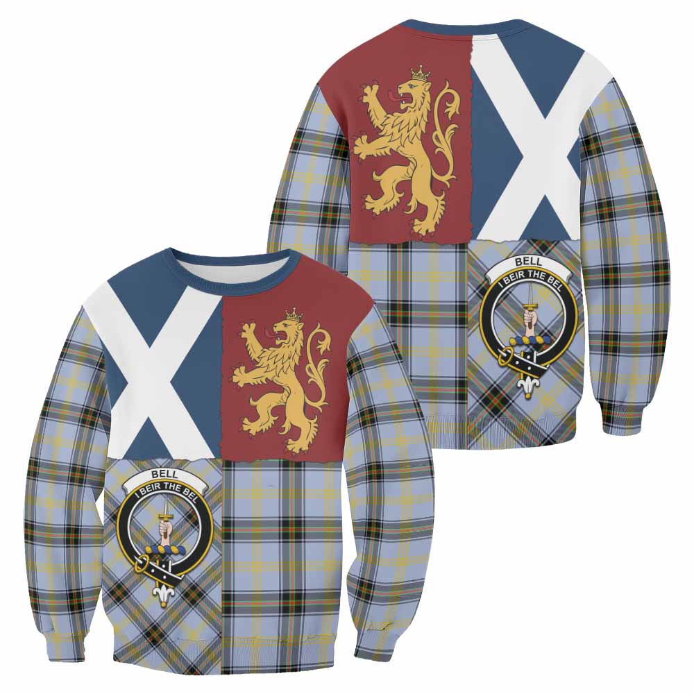 Bell Crest Tartan Sweatshirt with Lion Rampant Saltire Style