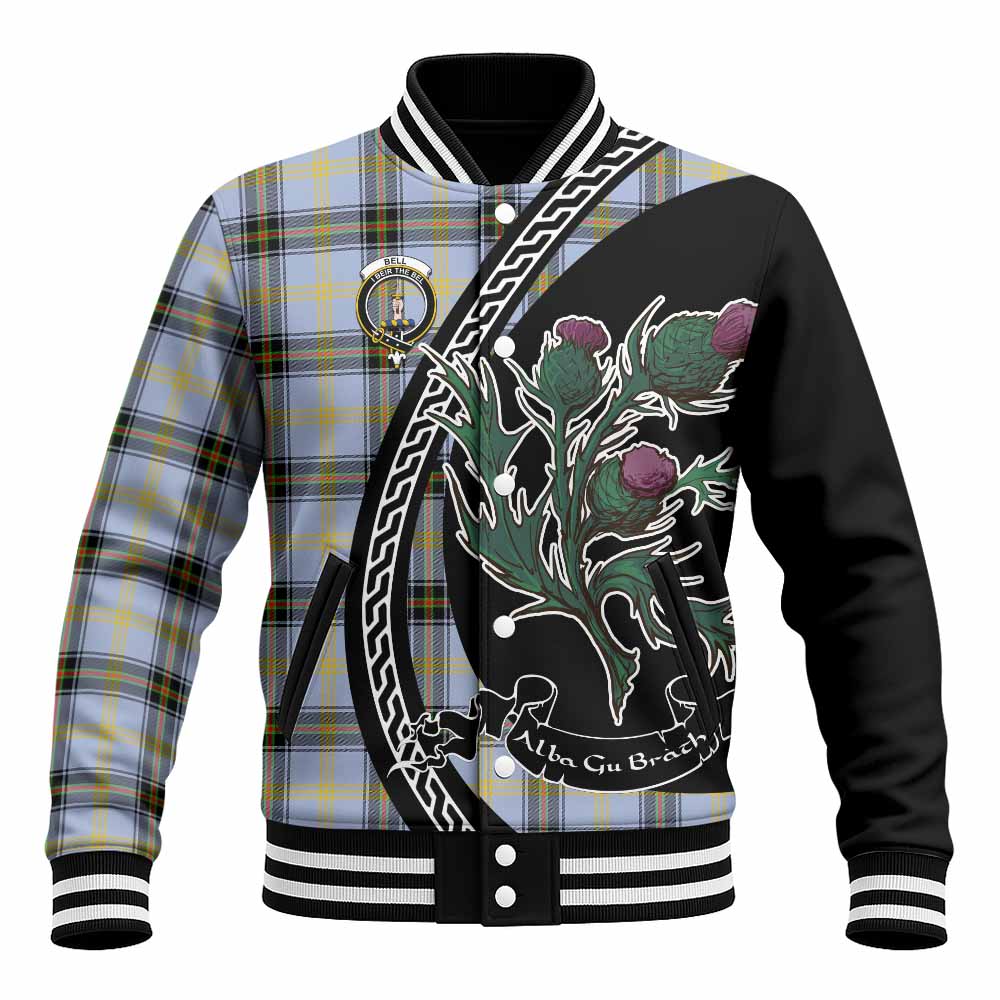 Bell Family Crest Tartan Baseball Jacket Alba Thistle Inspired - Tartan Vibes Clothing