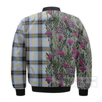 Bell Family Crest Tartan Bomber Jacket Scottish Thistle Flower Pattern Half Style