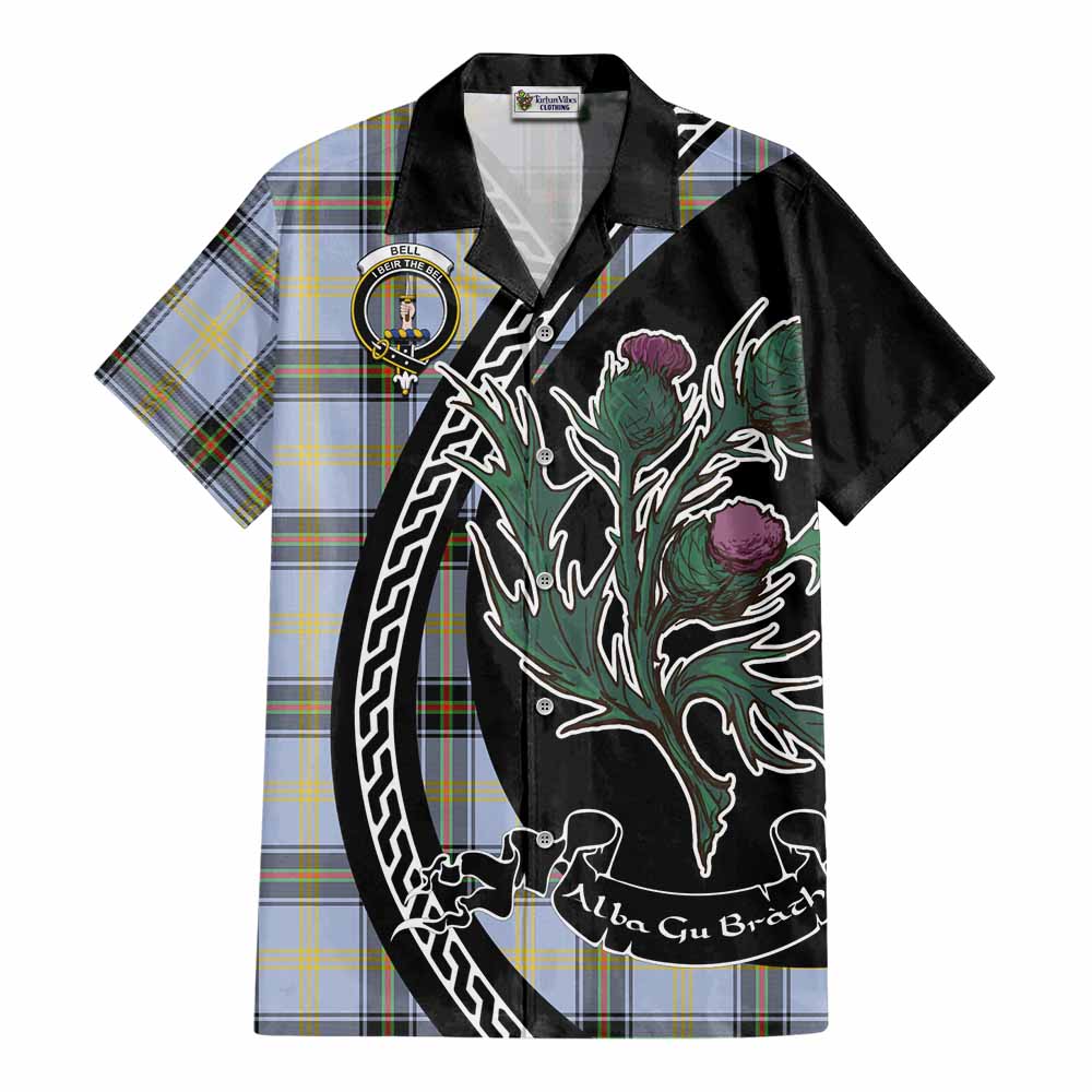 Bell Family Crest Tartan Cotton Hawaiian Shirt Alba Thistle Inspired - Tartan Vibes Clothing