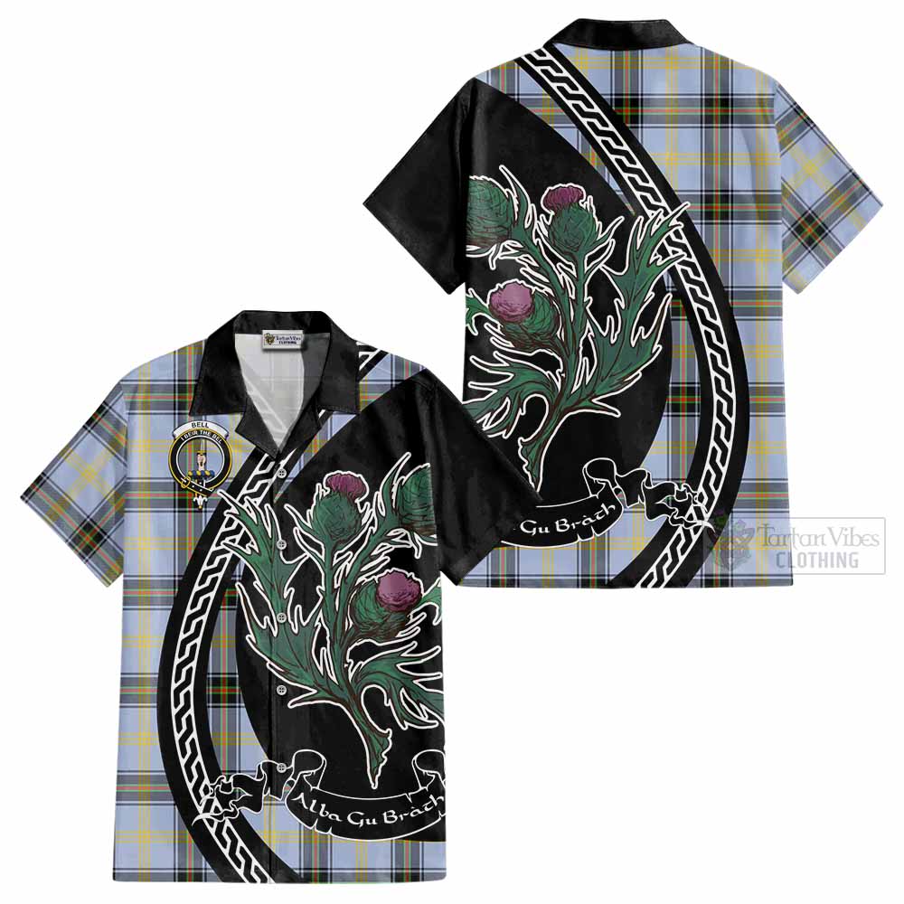 Bell Family Crest Tartan Cotton Hawaiian Shirt Alba Thistle Inspired - Tartan Vibes Clothing