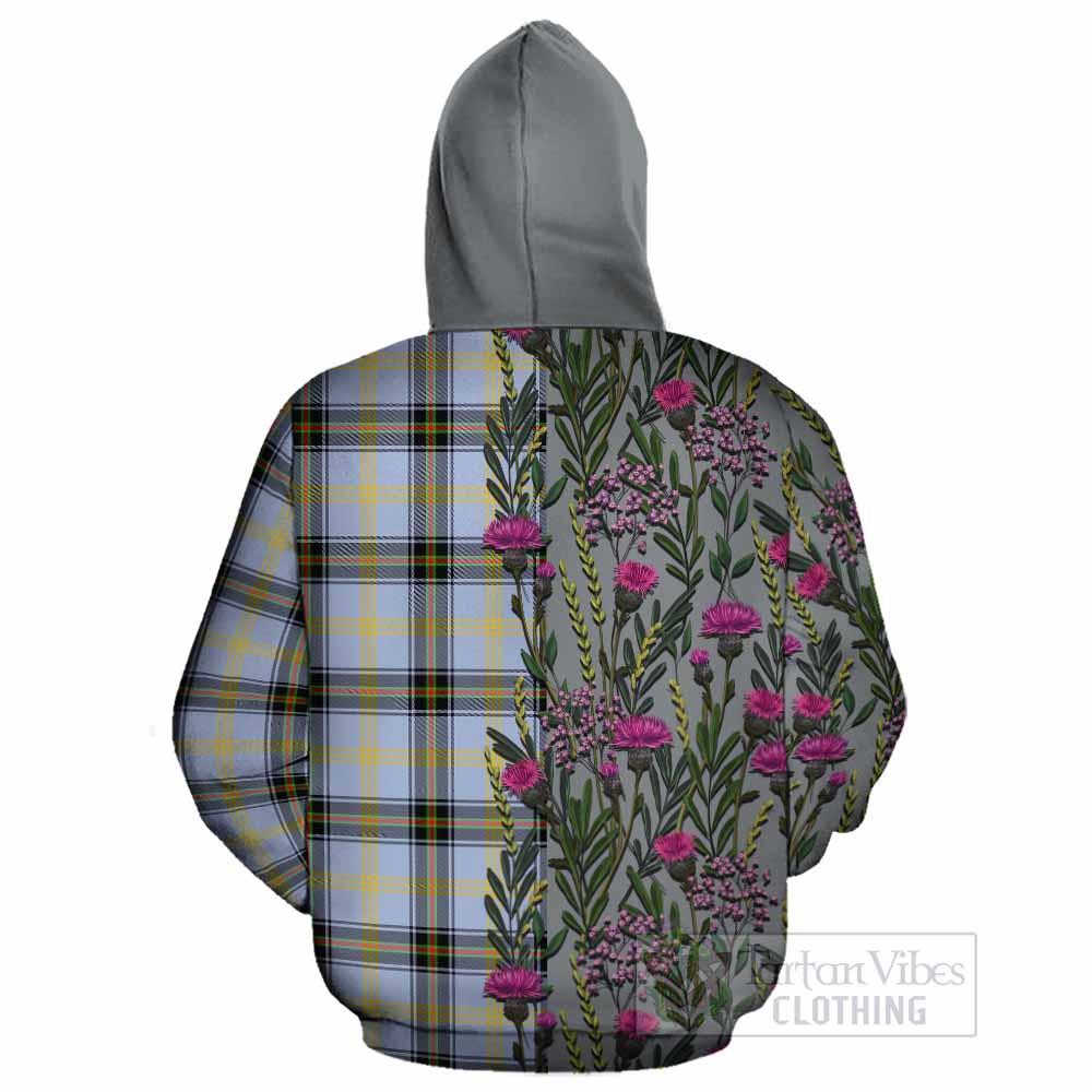 Bell Family Crest Tartan Cotton Hoodie Scottish Thistle Flower Pattern Half Style - Tartan Vibes Clothing