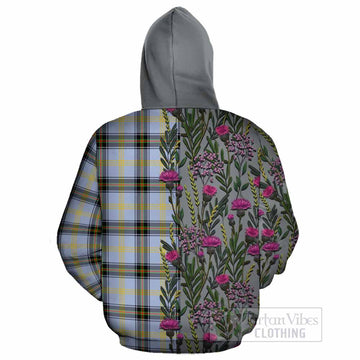 Bell Family Crest Tartan Cotton Hoodie Scottish Thistle Flower Pattern Half Style
