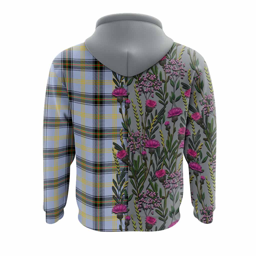 Bell Family Crest Tartan Hoodie Scottish Thistle Flower Pattern Half Style - Tartan Vibes Clothing