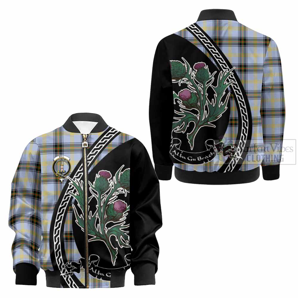 Bell Family Crest Tartan Kid Bomber Jacket Alba Thistle Inspired - Tartan Vibes Clothing