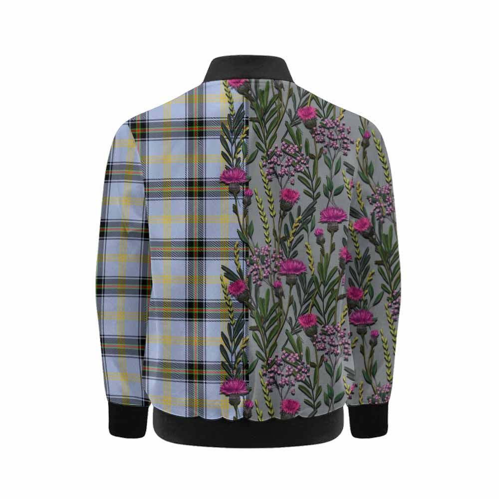 Bell Family Crest Tartan Kid Bomber Jacket Scottish Thistle Flower Pattern Half Style - Tartan Vibes Clothing
