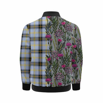 Bell Family Crest Tartan Kid Bomber Jacket Scottish Thistle Flower Pattern Half Style - Tartan Vibes Clothing