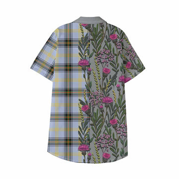 Bell Family Crest Tartan Kid Hawaiian Shirt Scottish Thistle Flower Pattern Half Style - Tartan Vibes Clothing