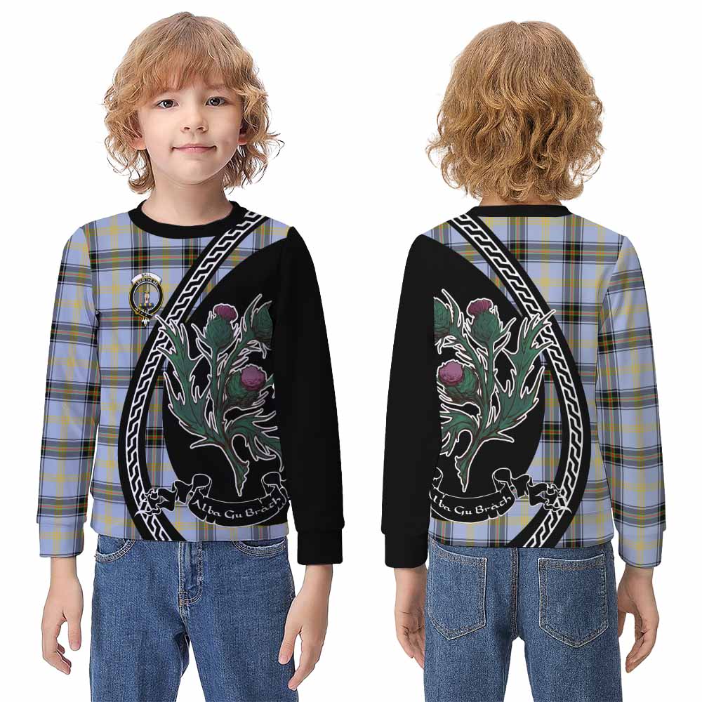 Bell Family Crest Tartan Kid Knitted Sweatshirt Alba Thistle Inspired - Tartan Vibes Clothing
