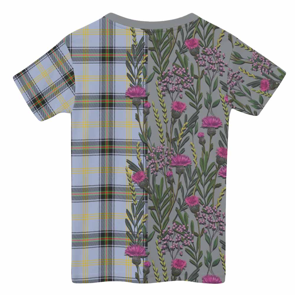 Bell Family Crest Tartan Kid T-shirt Scottish Thistle Flower Pattern Half Style - Tartan Vibes Clothing