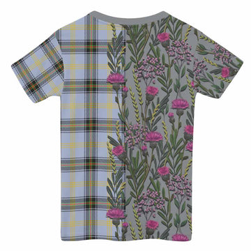 Bell Family Crest Tartan Kid T-shirt Scottish Thistle Flower Pattern Half Style - Tartan Vibes Clothing