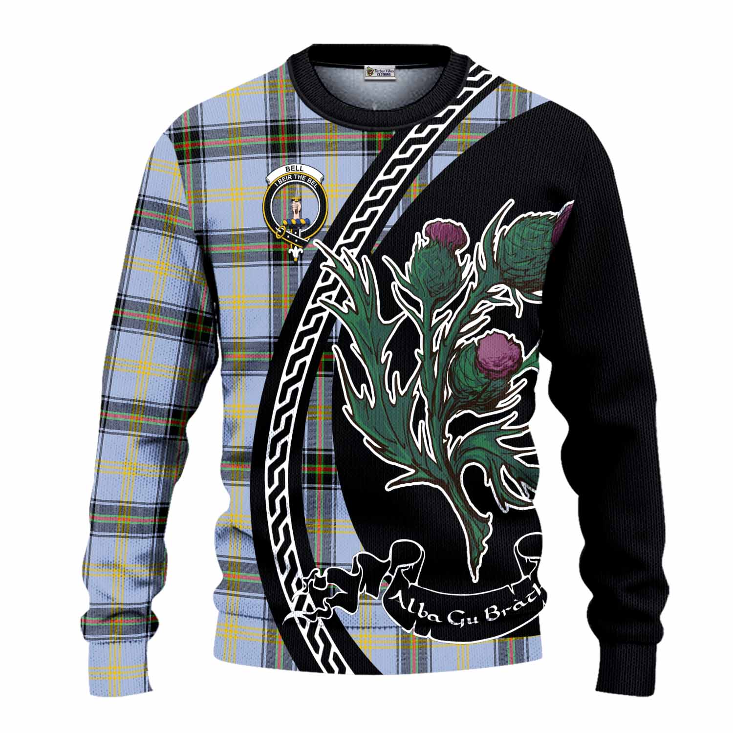 Bell Family Crest Tartan Knitted Sweater Alba Thistle Inspired - Tartan Vibes Clothing