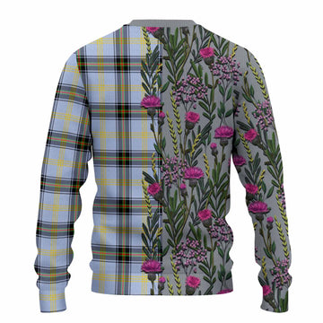 Bell Family Crest Tartan Knitted Sweater Scottish Thistle Flower Pattern Half Style - Tartan Vibes Clothing