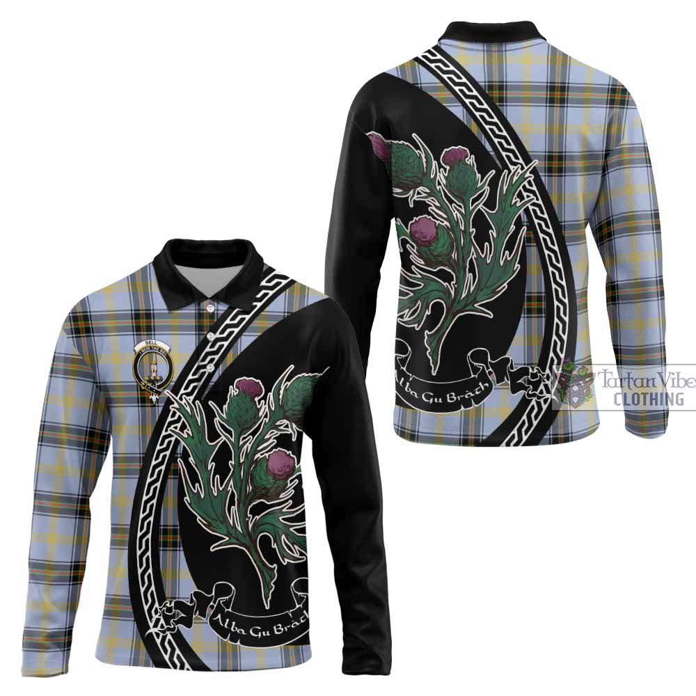 Bell Family Crest Tartan Long Sleeve Polo Shirt Alba Thistle Inspired - Tartan Vibes Clothing