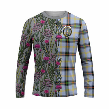 Bell Family Crest Tartan Long Sleeve T-Shirt Scottish Thistle Flower Pattern Half Style - Tartan Vibes Clothing