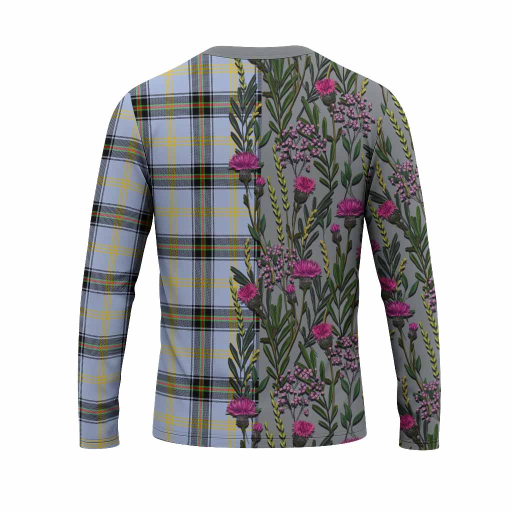 Bell Family Crest Tartan Long Sleeve T-Shirt Scottish Thistle Flower Pattern Half Style - Tartan Vibes Clothing