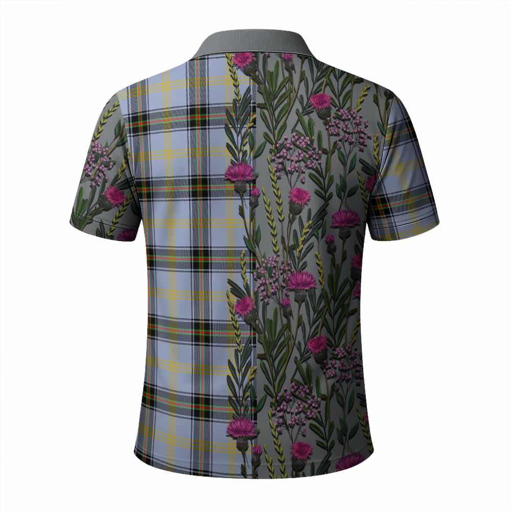 Bell Family Crest Tartan Polo Shirt Scottish Thistle Flower Pattern Half Style - Tartan Vibes Clothing