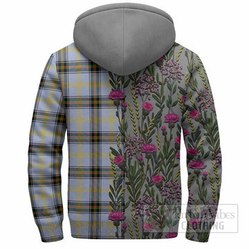 Bell Family Crest Tartan Sherpa Hoodie Scottish Thistle Flower Pattern Half Style