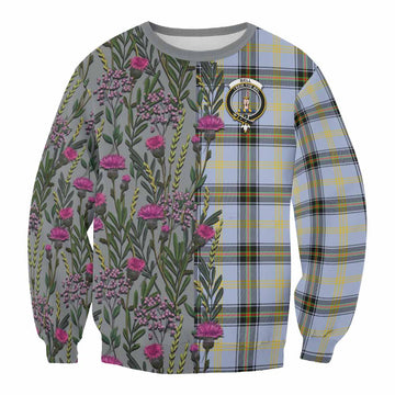 Bell Family Crest Tartan Sweatshirt Scottish Thistle Flower Pattern Half Style