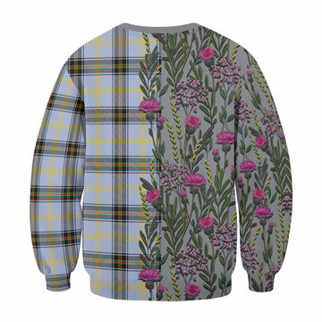 Bell Family Crest Tartan Sweatshirt Scottish Thistle Flower Pattern Half Style
