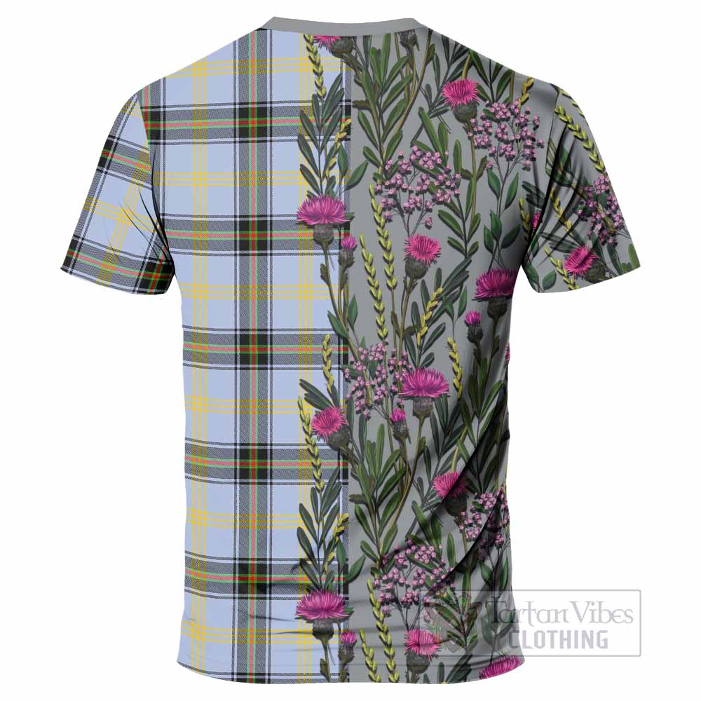 Bell Family Crest Tartan T-Shirt Scottish Thistle Flower Pattern Half Style - Tartan Vibes Clothing