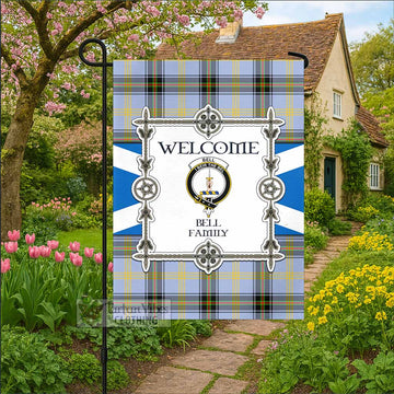 Bell Family Crest Tartan Welcome Garden Flag Saltire Harmony Style