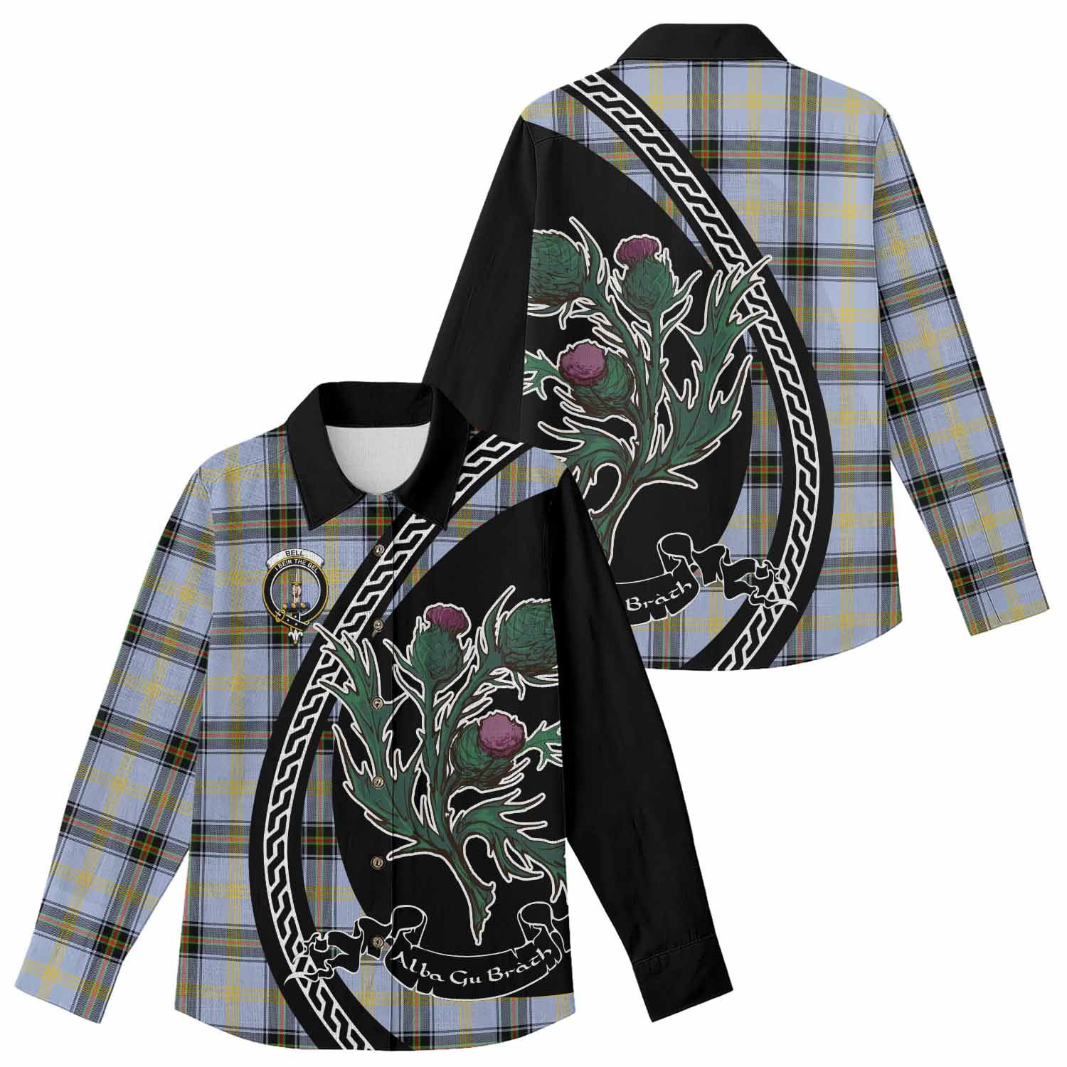 Bell Family Crest Tartan Women Casual Shirt Alba Thistle Inspired - Tartan Vibes Clothing