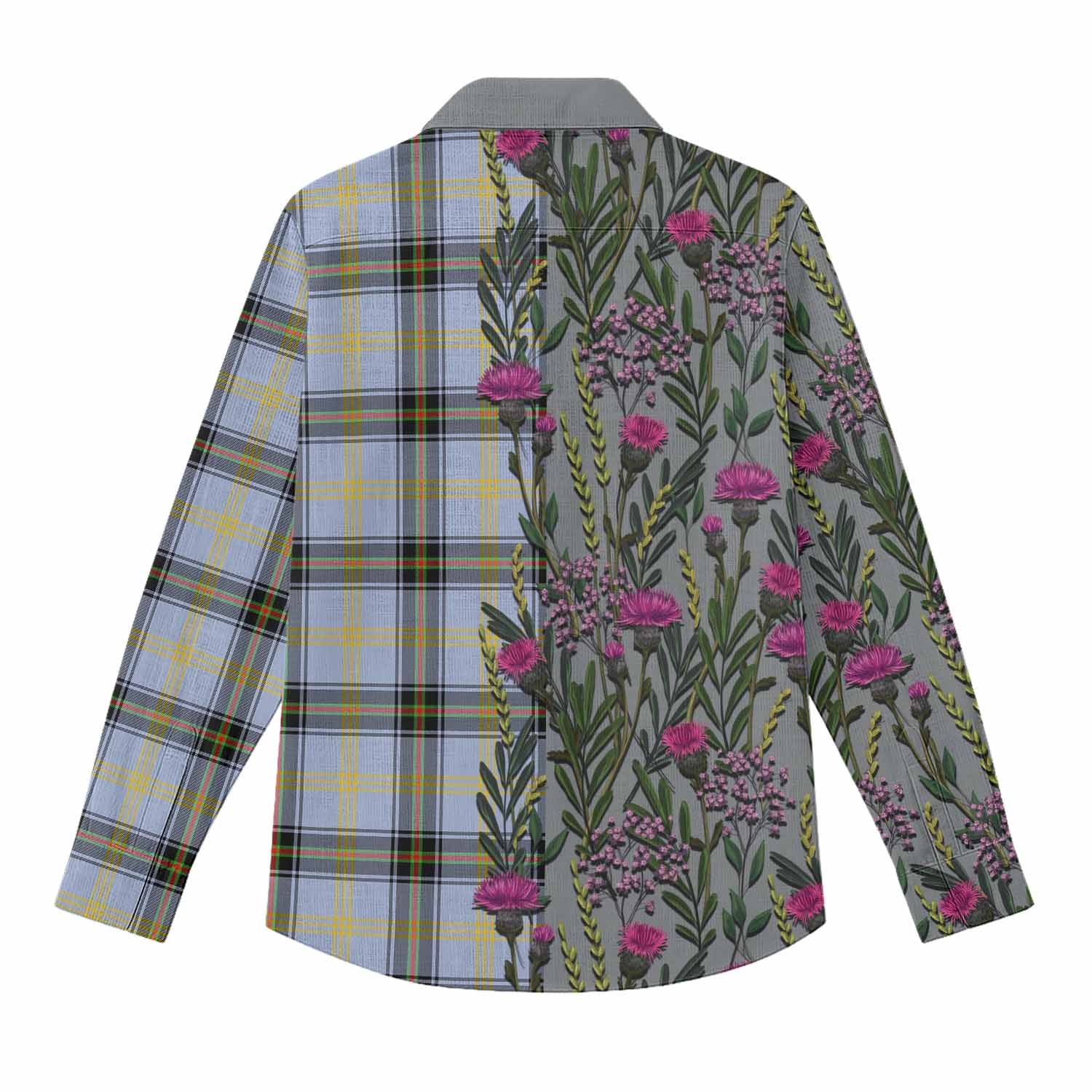 Bell Family Crest Tartan Women Casual Shirt Scottish Thistle Flower Pattern Half Style - Tartan Vibes Clothing
