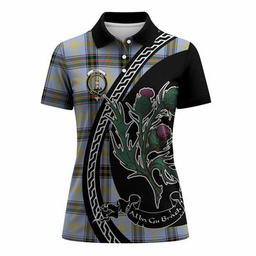 Bell Family Crest Tartan Women Polo Shirt Alba Thistle Inspired