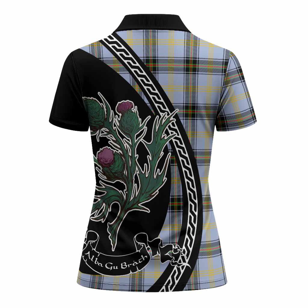 Bell Family Crest Tartan Women Polo Shirt Alba Thistle Inspired - Tartan Vibes Clothing