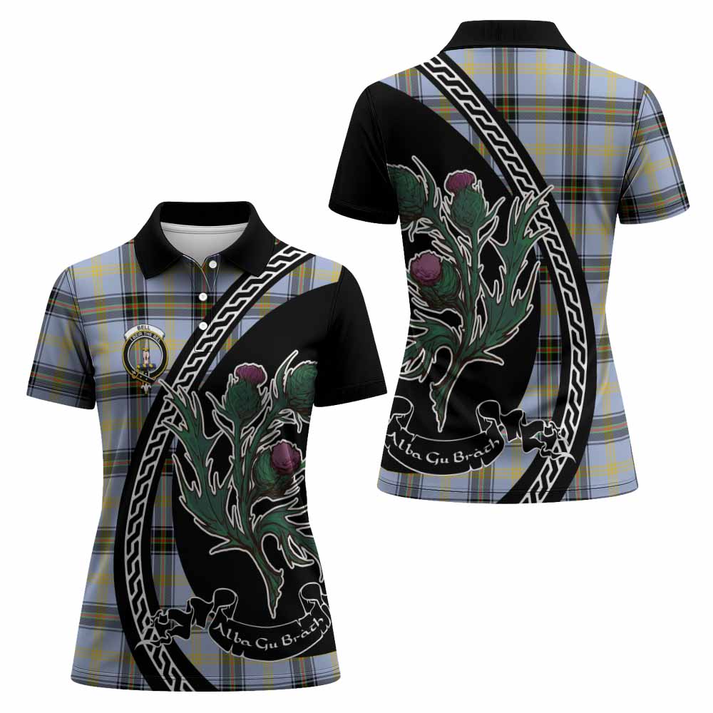 Bell Family Crest Tartan Women Polo Shirt Alba Thistle Inspired - Tartan Vibes Clothing