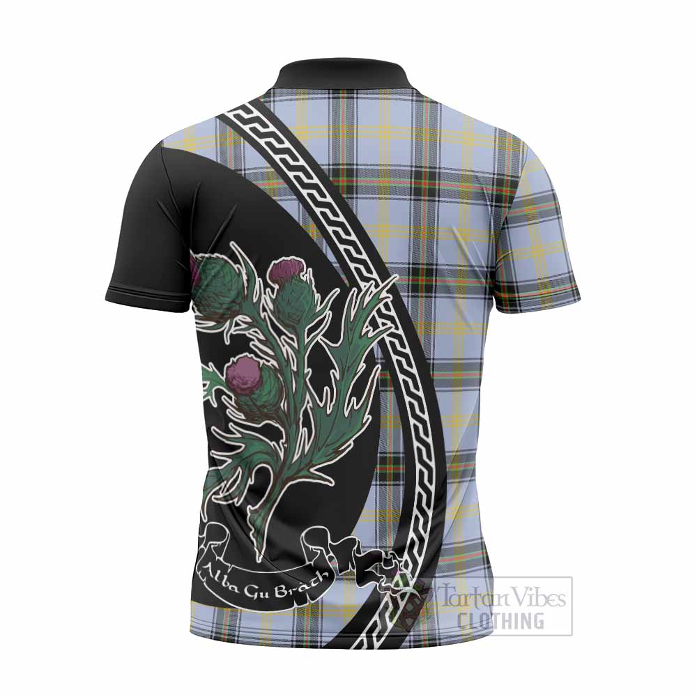 Bell Family Crest Tartan Zipper Polo Shirt Alba Thistle Inspired - Tartan Vibes Clothing