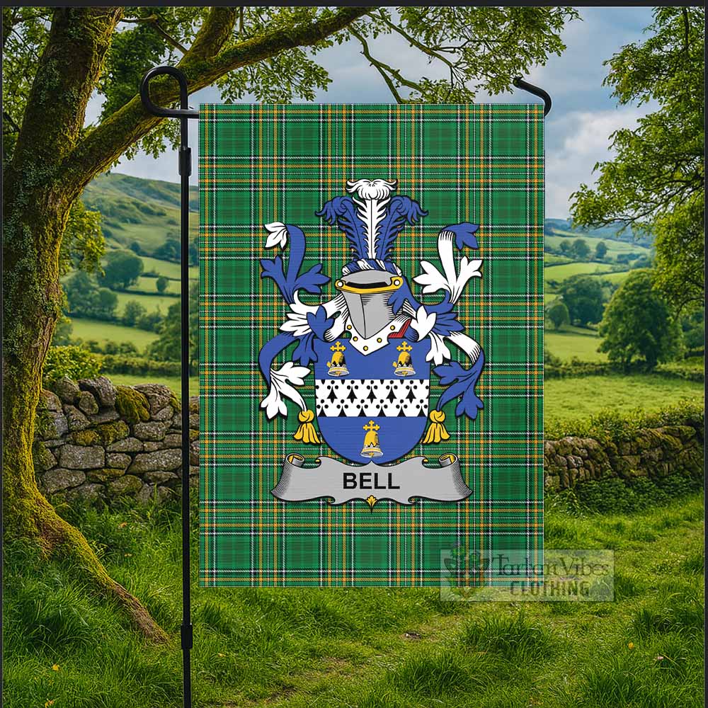 Bell Irish Clan Tartan Flag with Coat of Arms