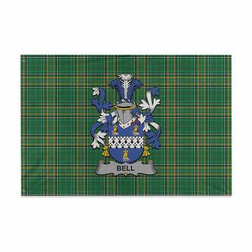 Tartan Vibes Clothing Bell Irish Clan Tartan House Flag with Coat of Arms