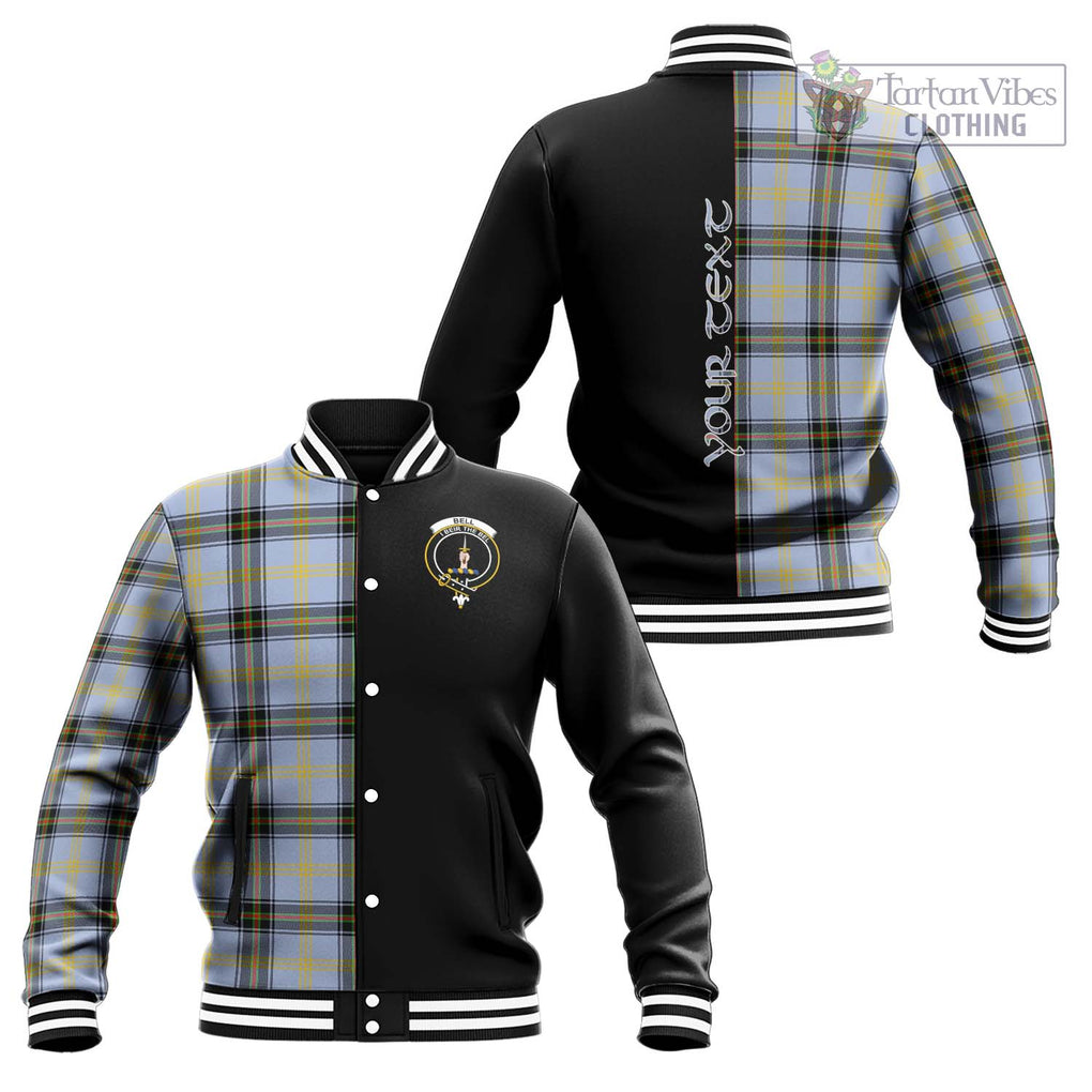 Bell of the Borders Tartan Baseball Jacket with Family Crest and Half Of Me Style Unisex - Tartanvibesclothing Shop