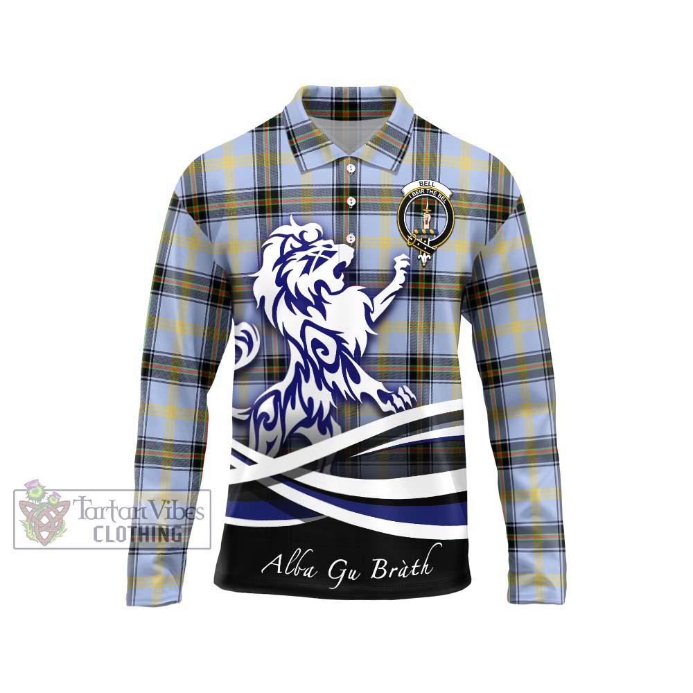 Bell of the Borders Tartan Long Sleeve Polo Shirt with Alba Gu Brath Regal Lion Emblem Unisex - Tartanvibesclothing Shop
