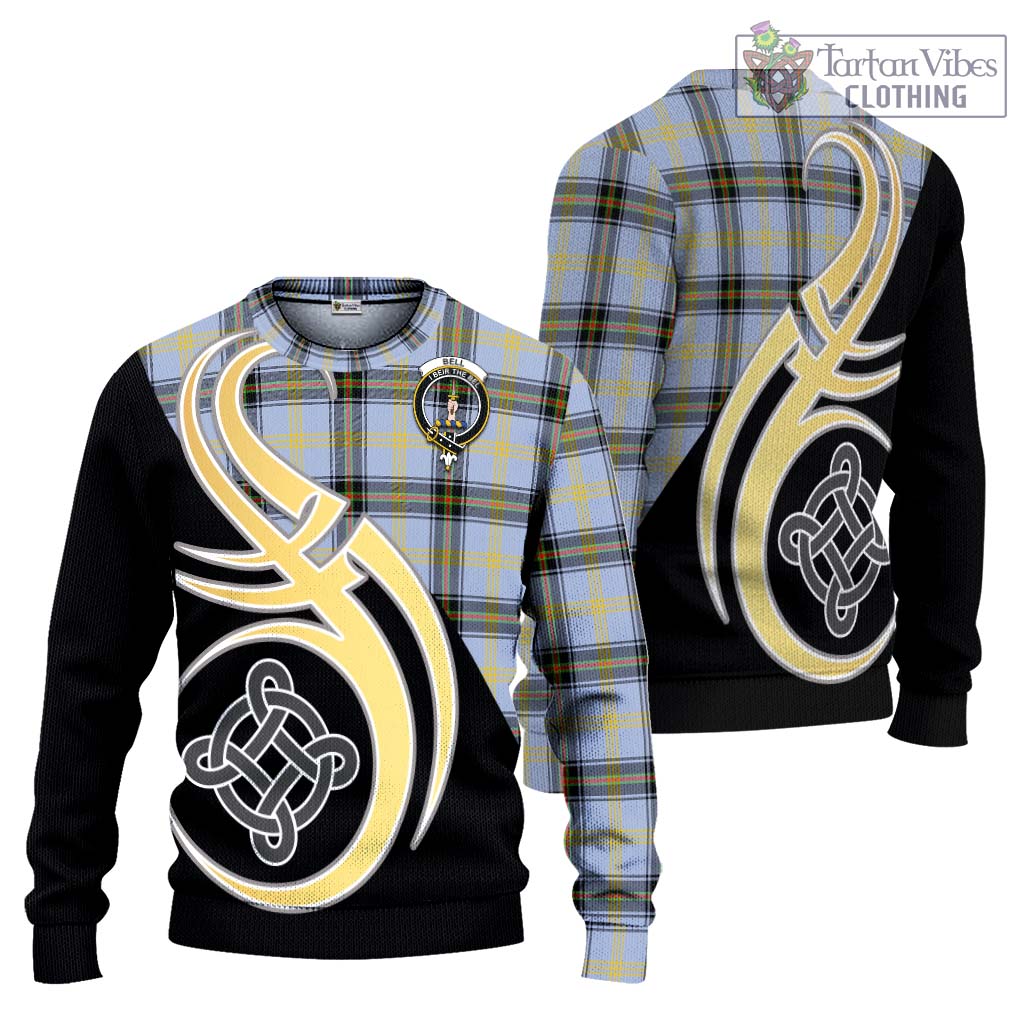 Bell of the Borders Tartan Knitted Sweater with Family Crest and Celtic Symbol Style Unisex - Tartan Vibes Clothing