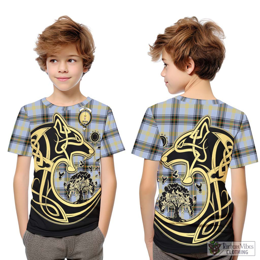 Bell of the Borders Tartan Kid T-Shirt with Family Crest Celtic Wolf Style Youth XL Size14 - Tartan Vibes Clothing