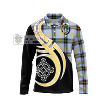 Bell of the Borders Tartan Long Sleeve Polo Shirt with Family Crest and Celtic Symbol Style Unisex - Tartan Vibes Clothing