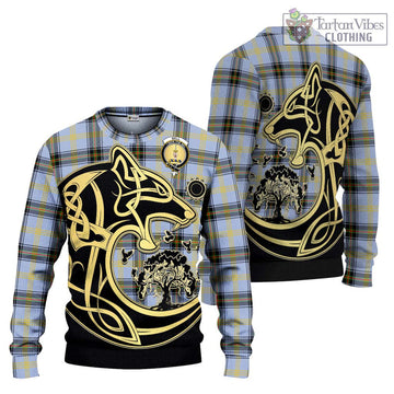 Bell of the Borders Tartan Knitted Sweater with Family Crest Celtic Wolf Style Unisex - Tartan Vibes Clothing