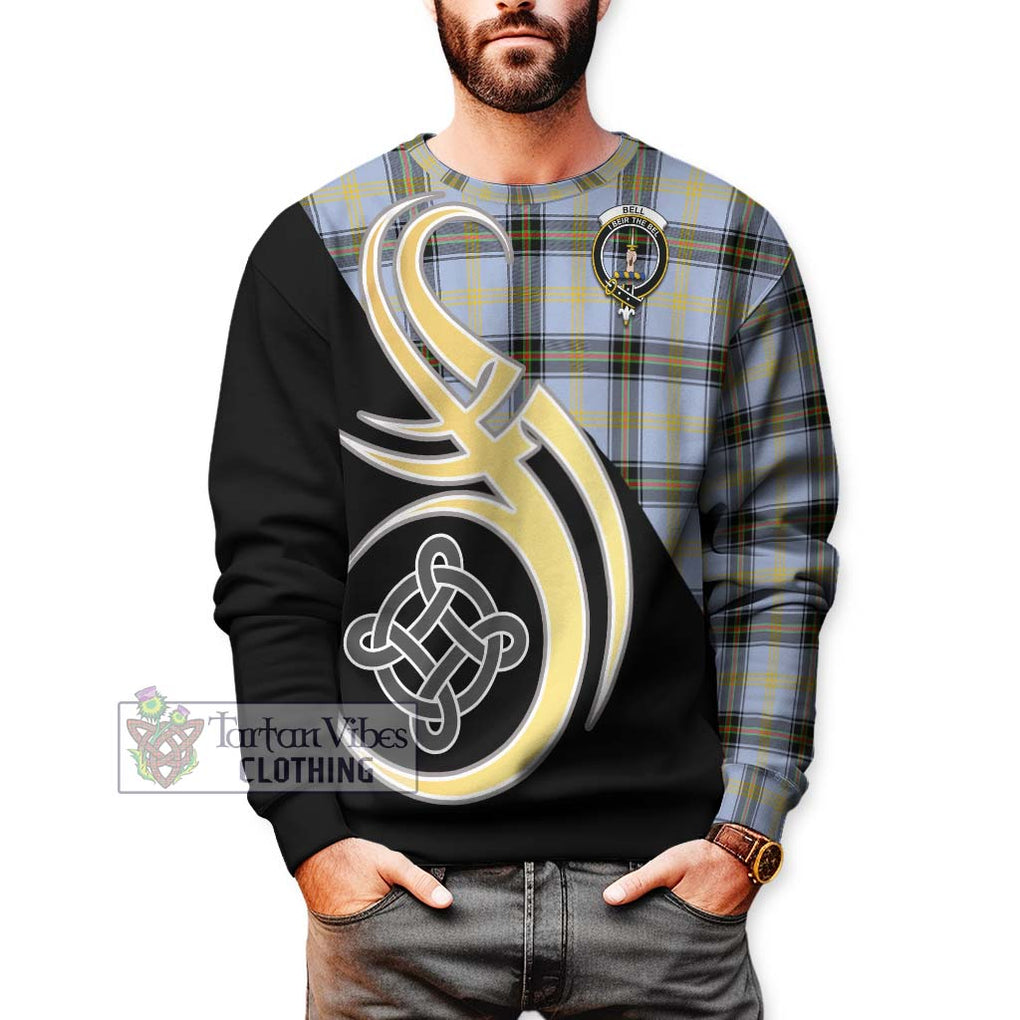 Bell of the Borders Tartan Sweatshirt with Family Crest and Celtic Symbol Style Unisex - Tartan Vibes Clothing