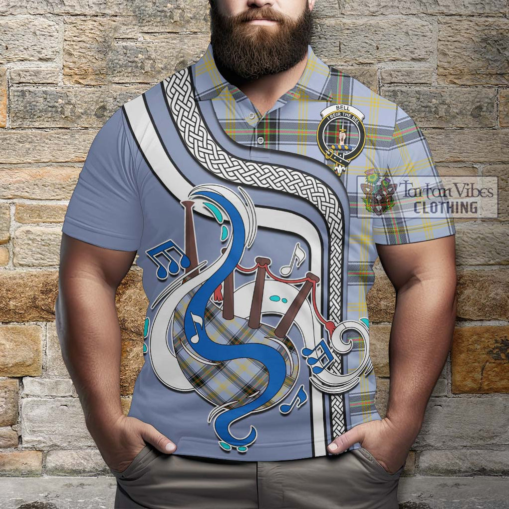 Tartan Vibes Clothing Bell of the Borders Tartan Polo Shirt with Epic Bagpipe Style