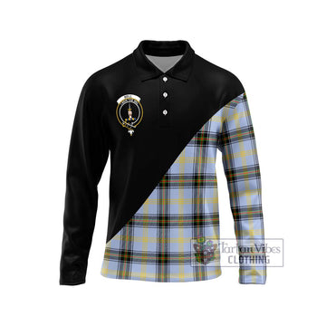 Bell of the Borders Tartan Long Sleeve Polo Shirt with Family Crest and Military Logo Style Unisex - Tartanvibesclothing Shop